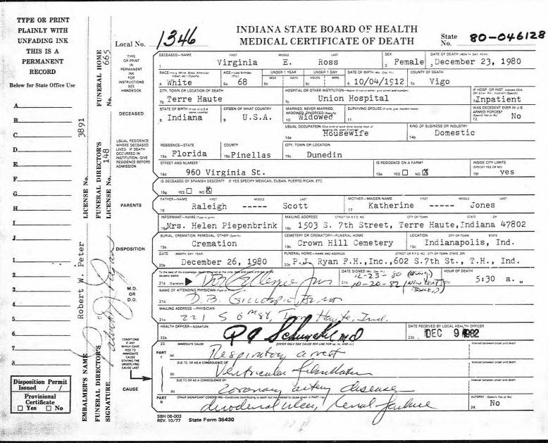 Death Certificate Virginia